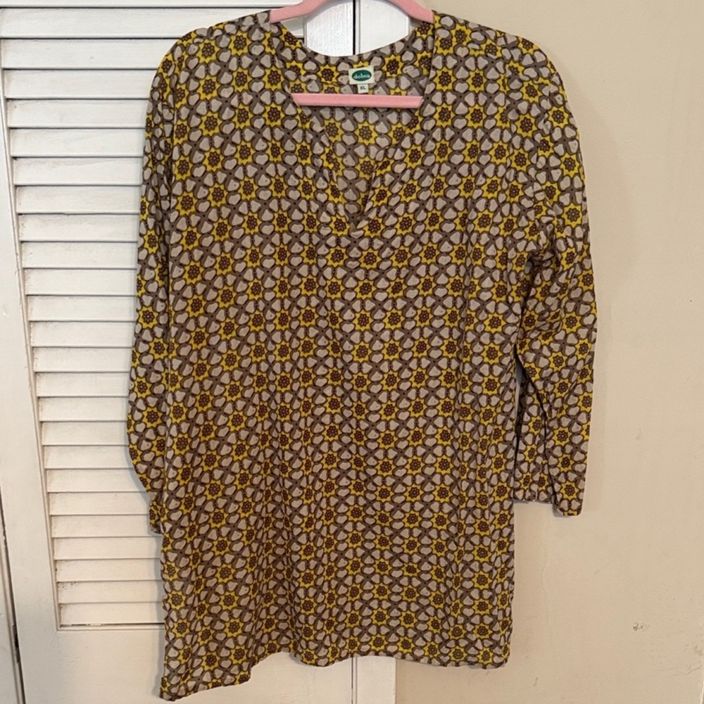 Dolma Elegant Yellow Patterned Women's Tunic - Picture 6 of 8
